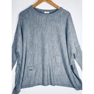Mersea Knit Top Womens One Size Gray Oversized Dolman Sleeve Pockets Lagenlook